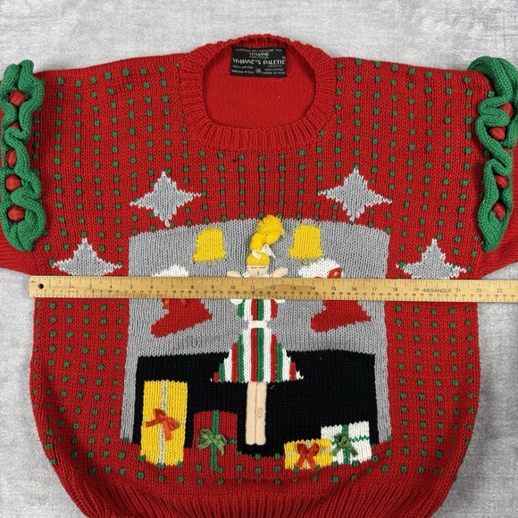 Viviane's Palette Sweater Woman's Large Red Vintage Chunky Knit 3D Christmas - Picture 7 of 8